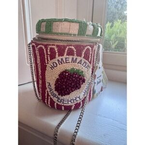 BNWT Handcrafted in India Homemade Raspberry Jam Jar Beaded Bag Crossbody